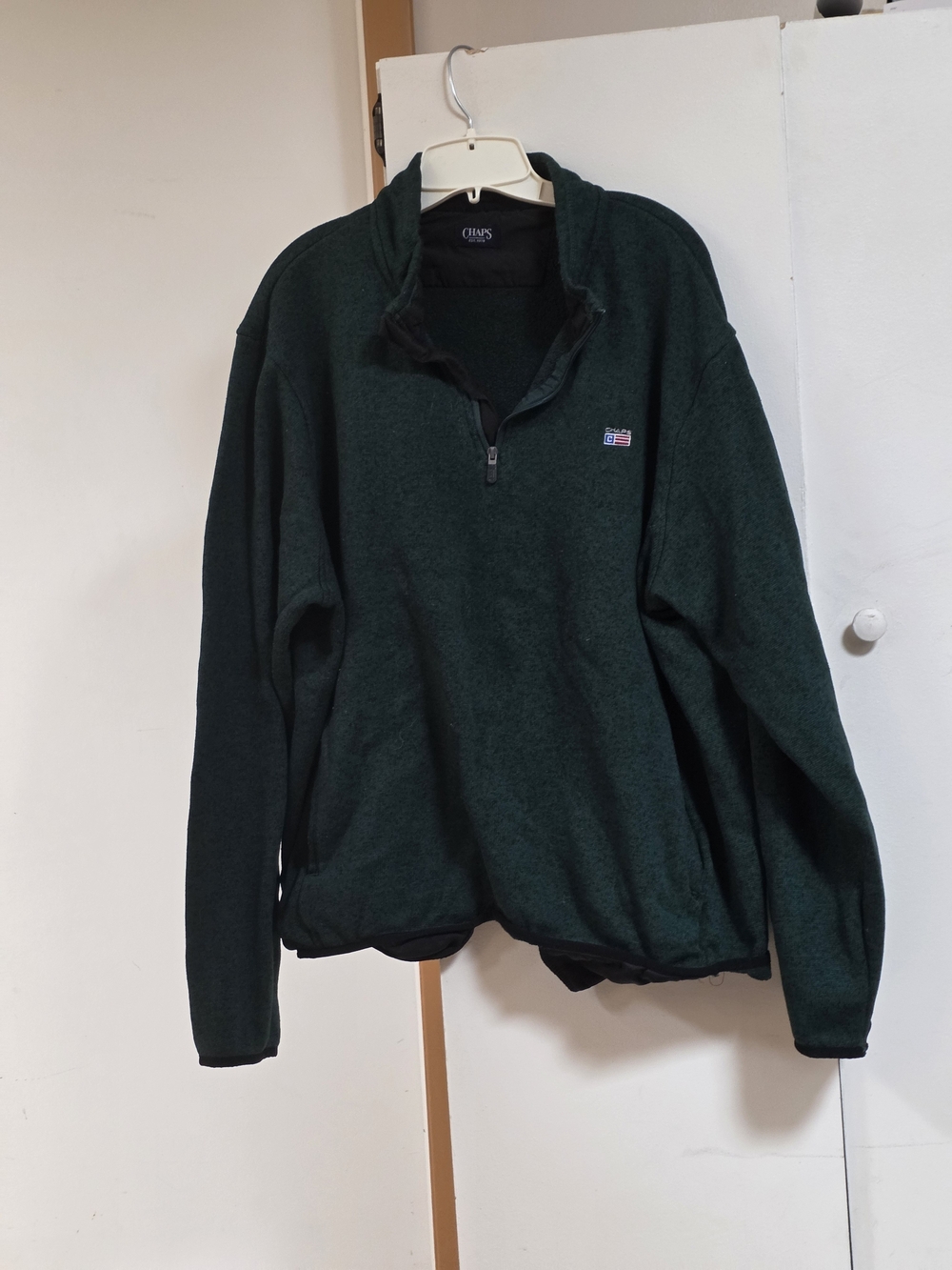 Chaps Men's Dark Green Quarter-Zip Fleece Pullover